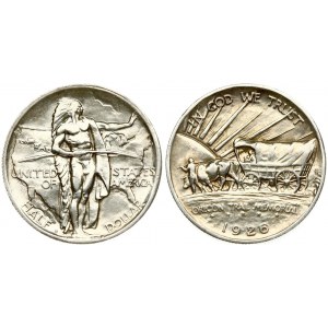 USA ½ Dollar Oregon 1926 S Trail Memorial. San Francisco. Averse: A covered wagon drawn by two oxen moving west...