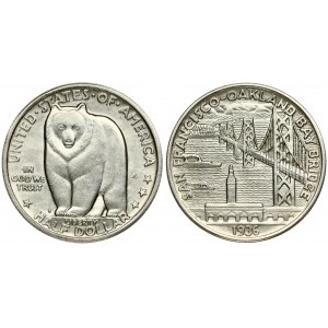 USA ½ Dollar 1936 Bay Bridge Opening. Averse: Facing view of a Grizzly Bear. Lettering: UNITED · STATES · OF · AMERICA ...