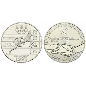 USA 1 Dollar 1995 P Atlanta Olympics - Track and Field. Averse: Two sprinters running towards the finish line...