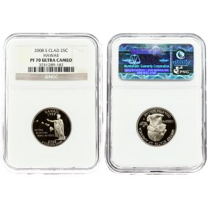 USA ¼ Dollar 'Washington Quarter' 2008-S Hawaii. San Francisco mint. Averse...