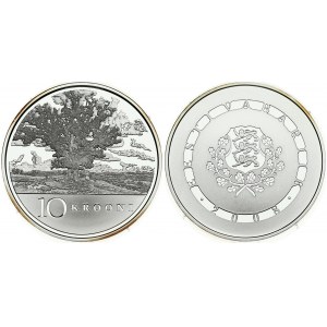 Estonia 10 Krooni 2008 90th Anniversary of Independence. Averse: National arms. Averse Legend: EESTI VARBARIIK. Reverse...