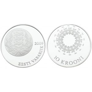 Estonia 10 Krooni 2009 Song and Dance Festival. Averse: National Arms. Reverse: Circle of dancers. Silver. KM 51...