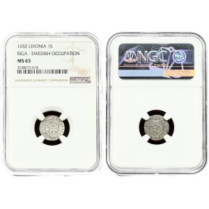Latvia Livonia 1 Solidus 1652 Riga Christina (1632-1654). SWEDISH OCCUPATION. Averse...