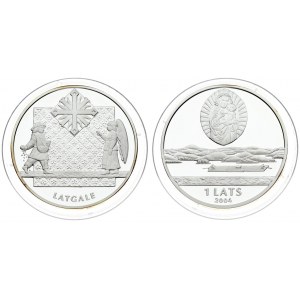 Latvia 1 Lats 2004 Latgale. Averse: Madonna and Child above landscape. Reverse: Man sowing seeds and an angel...