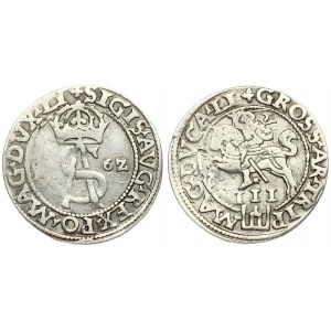 Lithuania 3 Groszy 1562 Vilnius. Sigismund II Augustus (1545-1572) - Lithuanian coins Vilnius; variety 'Knight; SA'...