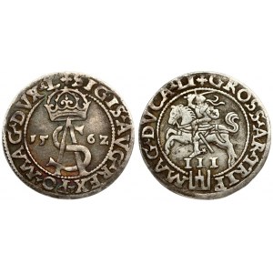 Lithuania 3 Groszy 1562 Vilnius. Sigismund II Augustus (1545-1572) - Lithuanian coins Vilnius; variety 'Knight;  SA'...