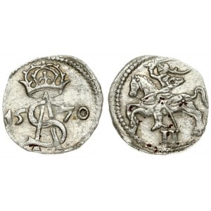 Lithuania 2 Denar 1570 Vilnius. Sigismund II Augustus(1547-1572) Averse: King on charging horse. Reverse: Crowned A...