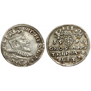 Lithuania 3 Groszy 1590 Vilnius. Sigismund III Vasa (1587-1632) Averse: Crowned bust right. Reverse: Value...