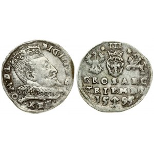 Lithuania 3 Groszy 1595 Vilnius. Sigismund III Vasa (1587-1632) Averse: Crowned bust right. Reverse: Value...
