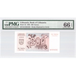 Lithuania 200 Talonu 1993 Banknote Bank of Lithuania. Pick#45. Wmk: Diamond in Circle. S/N KC054232...