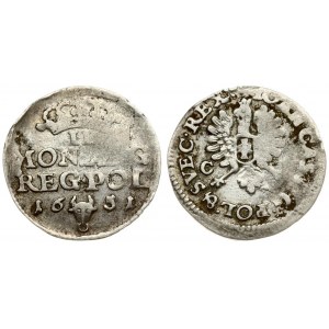 Poland 2 Grosze 1651 CG Bydgoszcz. John II Casimir Vasa (1649–1668). Averse: The letters C-G (Krzysztof Guttman...