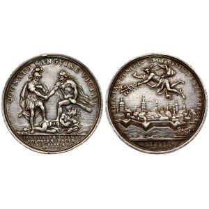 Poland Medal peace in Alt-Ranstadt 1706. Medal by Filip Henryk Müller. Averse: Hercules in a lion's skin...