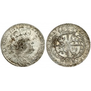 Poland 18 Groszy 1754 EC August III(1733-1763). Averse: Crowned bust right. Averse Legend...