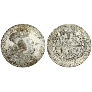 Poland 18 Groszy 1754 EC August III(1733-1763). Averse: Crowned bust right. Averse Legend...