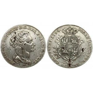 Poland 1 Thaler 1794 Warsaw. Stanislaus Augustus(1764–1795). Averse: Head right. Averse Legend...