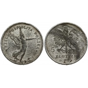 Poland 5 Zlotych 1930 Forgery of time. Averse: Crowned eagle with wings open. Reverse: Winged Victory right...