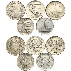 Poland 10 Zlotych 1964-1967 Averse: Eagle with wings open. Reverse: Images. Copper-Nickel. Y 52.2; 54; 55; 56; 59...