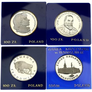 Poland 100 Zlotych 1975-1980 Warsaw. With Origanal Box. Silver. Lot of 4 Coins