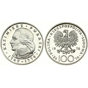 Poland 100 Zlotych 1976MW Kazimierz Pulaski. Averse: Imperial eagle above value. Reverse...