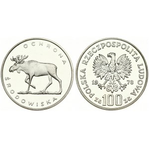 Poland 100 Zlotych 1978MW Moose. Averse: Imperial eagle above value. Reverse: Moose heading left. Silver...