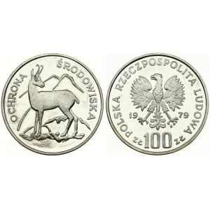 Poland 100 Zlotych 1979MW Chamois. Averse: Imperial eagle above value. Reverse: Chamois. Silver...