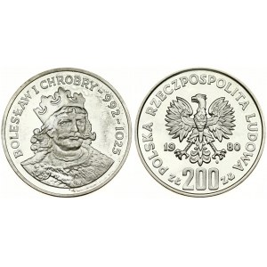 Poland 200 Zlotych 1980MW King Boleslaw I Chrobry. Averse: Imperial eagle above value. Reverse: King Boleslaw I Chrobry...