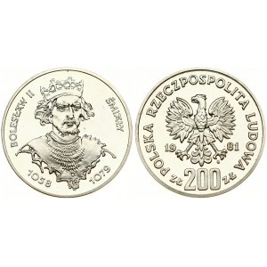 Poland 200 Zlotych 1981MW King Bolaslaw II Smialy. Averse: Imperial eagle above value. Reverse...