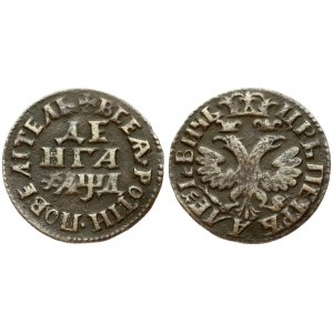 Russia 1 Denga 1704 Peter I (1699-1725). Averse: Crowned double-headed eagle. Reverse: Value; date in center of legend...