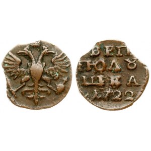 Russia 1 Polushka 1722 Peter I (1699-1725). Averse: Crowned double-headed eagle. Reverse: Value; date. Copper...