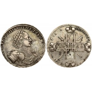 Russia 1 Rouble 1722 Moscow. Peter I (1699-1725). Averse: Laureate bust right. Reverse...