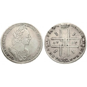 Russia 1 Rouble 1723 Moscow. Peter I the Great (1682-1725). Averse: Laureate; draped and cuirassed bust right. Reverse...