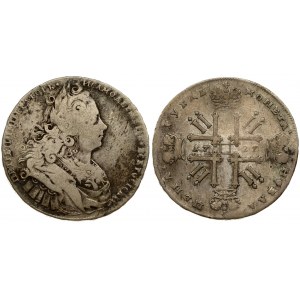 Russia 1 Rouble 1727 Moscow. Peter II (1727-1729). Petersburg type . Averse: Laureate bust right. Reverse...