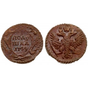 Russia 1 Polushka 1749 Elizabeth (1741-1762).  Averse: Crowned double-headed eagle. Reverse...