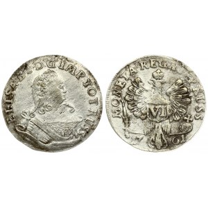 Russia For Prussia 6 Groszy 1761 Elizabeth (1741-1762) Averse: Crowned bust to right. Averse Legend: ELISAB: I: D:G...