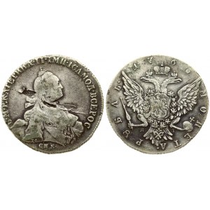 Russia 1 Rouble 1766 СПБ-ЯI St. Petersburg. Catherine II (1762-1796). Averse: Crowned bust right. Reverse...