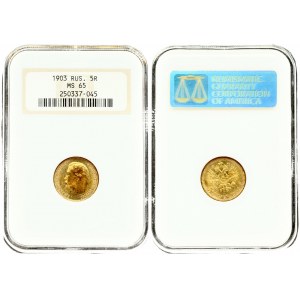 Russia 5 Roubles 1903 (AP) St. Petersburg. Nicholas II (1894-1917). Averse: Head left. Reverse...