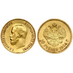 Russia 10 Roubles 1904 (AP) St. Petersburg. Nicholas II (1894-1917). Averse: Head left. Reverse...