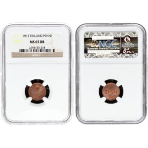 Russia For Finland 1 Penni 1913. Nicholas II (1894-1917). Averse: Crowned monogram. Reverse: Denomination and date...