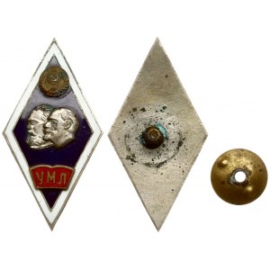 Russia USSR Badge (1960-1970) mark for graduation from the University of Marxism-Leninism (UML) Brass; enamel; Screw...