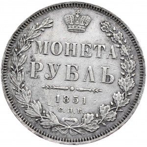 Mikołaj I, rubel 1851 СПБ ПА, Petersburg