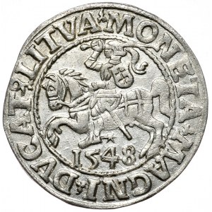 Zygmunt II August, półgrosz 1548, Wilno, LI/LITVA, rzymska cyfra I w dacie.