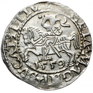 Zygmunt II August, półgrosz 1559, Wilno, L/LITVA, A bez poprzeczek na stronie z Pogonią