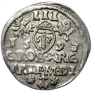 Zygmunt III Waza, Trojak 1593, Wilno, nieopisana przebitka błędu na awersie MML na MDL