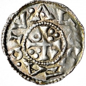 Niemcy, król Henryk II (1002-24), denar, Augsburg