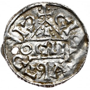 Niemcy, Henryk V Mozelski, denar 1018-26, Ratyzbona, mincerz OC