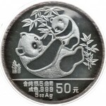 Chiny, 50 yuanów panda 1989, 5 oz AG 999. w oryginalnej drewnianej szkatule.