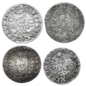 Zestaw groszy krakowskich Zygmunta III Wazy 1604, 1605, 1606 i 1607 - 4 sztuki