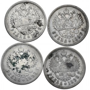 Rosja, Mikołaj II, ruble 1896-98 (4 sztuki)