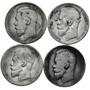 Rosja, Mikołaj II, ruble 1896-99(4 sztuki)