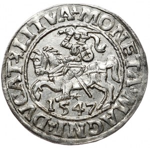 Zygmunt II August, półgrosz 1547, Wilno, LI/LITVA, duża cyfra 5 w dacie